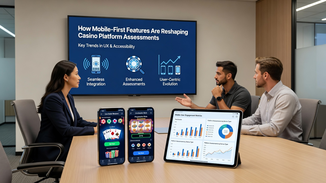 Analytics dashboard displaying mobile user metrics and platform performance charts for casino operators